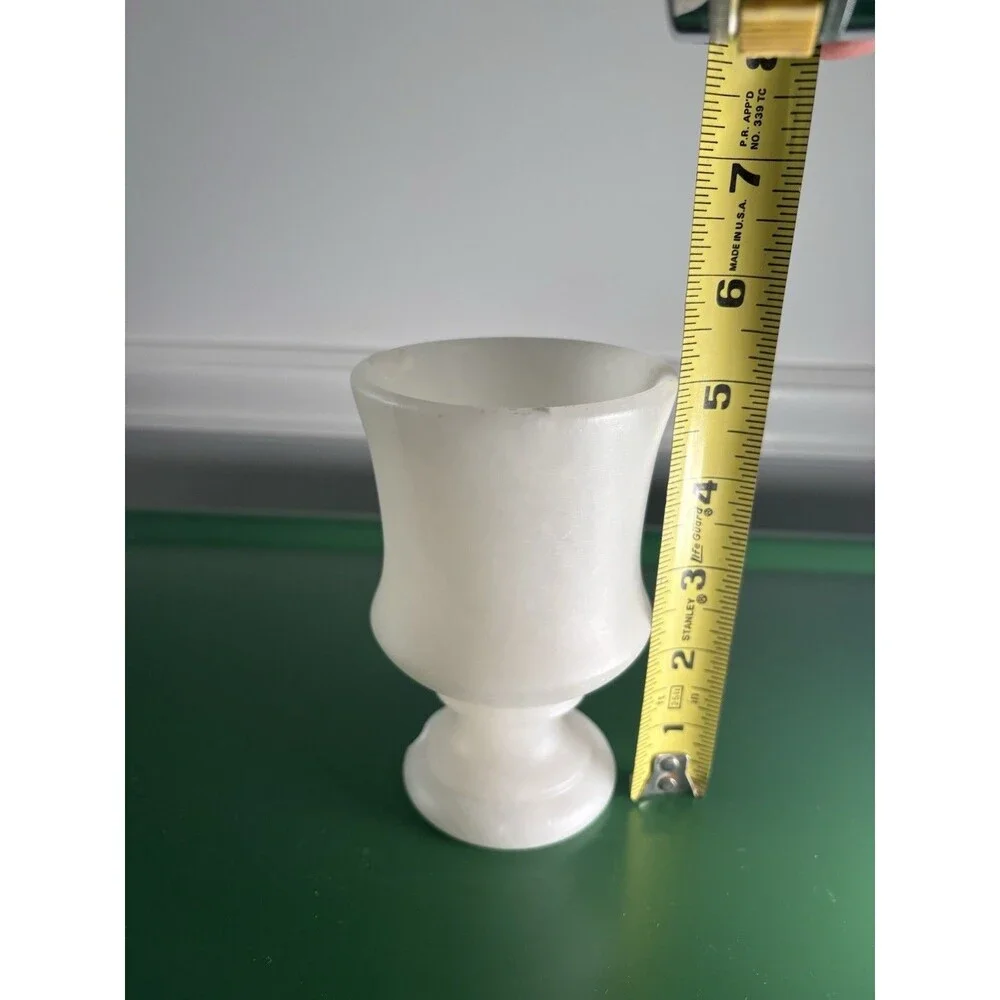 Vintage Restoration Hardware Alabaster Stone Goblet Cup Spain Hand Carved AS IS